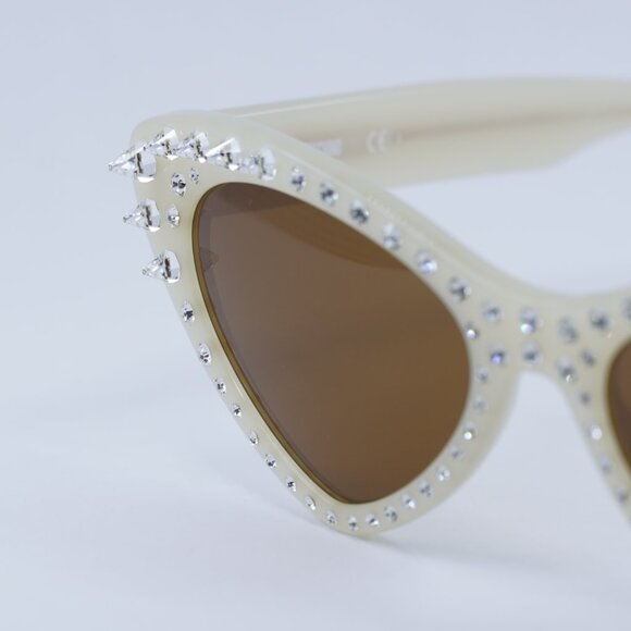 Moschino MOS006/S/STR 0SZJ 70 Sunglasses Ivory Cat Eye Frame, Brown Lenses main image 8